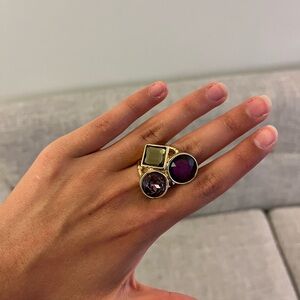 Elegant Gold and Purple Statement Ring